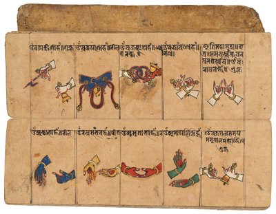 Rukopis Thyasapu s ikonografickými ilustracemi mudr, Nepál od School Nepalese