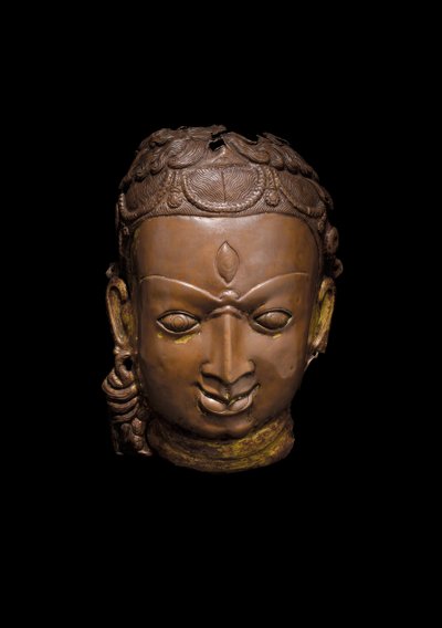 Maska Repousse of Shiva, cca 11. století (měď) od School Nepalese