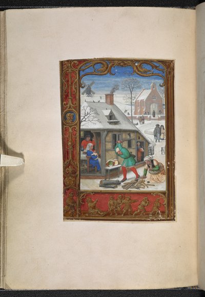 Přidat stránku kalendáře MS 24098 f.18v na leden, Book of Hours, Use of Rome (