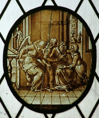 Rondel: Tobiáš se uzdravil ze slepoty, pravděpodobně 19. století (vitráže) od School Netherlandish