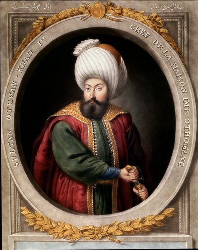 Osmanská říše: portrét prvního osmanského sultána Osmana I. (1299-1326). Istanbulská knihovna Topkapi Sarayi od School Ottoman
