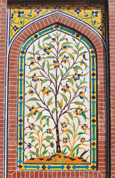 Kvetoucí strom, výzdoba majoliky, mešita Wazir Khan (17. století), Láhaur, Paňdžáb, Pákistán od School Pakistani