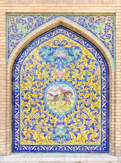 Tiletyö Golestanin palatsissa, Teheran, Iran (kuva) od School Qajar