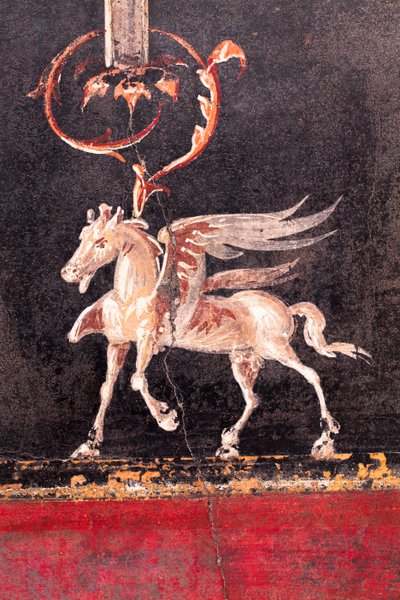 Architektonická výzdoba s okřídlenými koňmi (pegasi), Herculaneum od School Roman