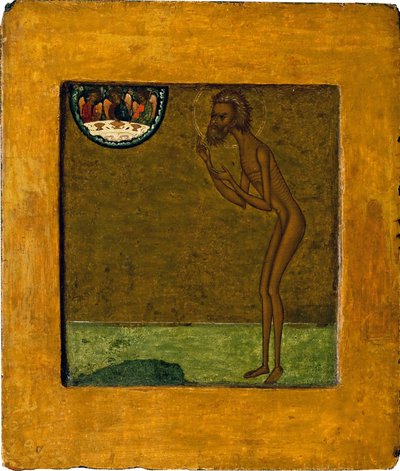 Basil the Blessed nebo Saint Basil (Vassili) (1469-1551 nebo 1557). Anonymní ruská ikona, tempera na dřevě, konec 16. století. Tradiční moskevské umění. Státní Treťjakovská galerie, Moskva. od School Russian