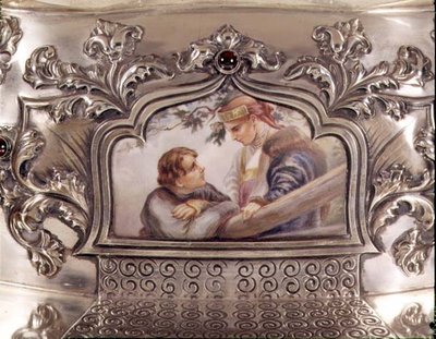 En Plein smaltovaná plaketa ze středu ruského stříbra, konec 19. století (stříbro a smalt) od School Russian