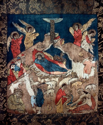 La nativite (Narození Páně) - Detail rubáše od ruského mistra, vlna, hedvábí a zlaté a stříbrné nitě od School Russian