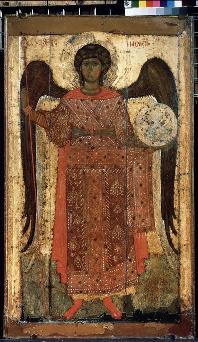 Ruská ikona "Archanděl svatý Michael". Malování na dřevo. Kolem 1300. Státní Treťjakovská galerie, Moskva od School Russian