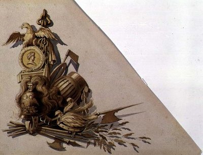 Neoklasické trofeje zbraní, Rusko, cca 1825 (akvarel na papíře) od School Russian