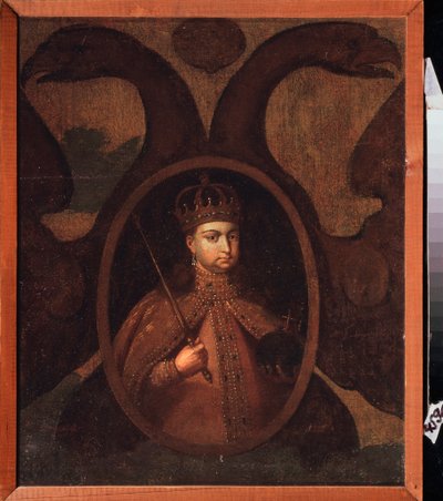 Portrét regentky Sophie Alexejevny Romanové (1657-1704). Obraz ruského mistra, olej na plátně, kolem roku 1680. Staré tradiční ruské umění od School Russian