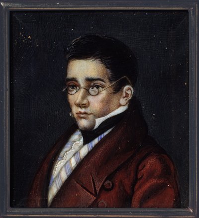 Portrét dramatika Alexandra Sergejeviče Gribojedova (Alexander S. Gribojedov) (1795-1829). Dílo ruského mistra, akvarel a kvaš na rohu, kolem roku 1820. Ruské umění od School Russian