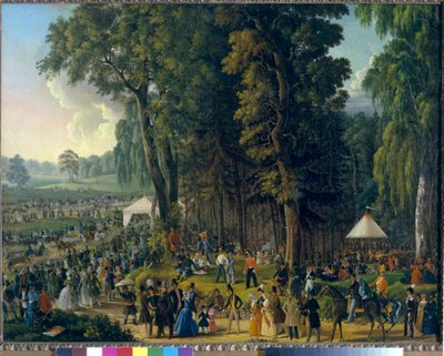 Veřejné oslavy v Marina Rocha v Moskvě. Anonymní obraz, olej na plátně, kolem roku 1840. Ruské umění od School Russian