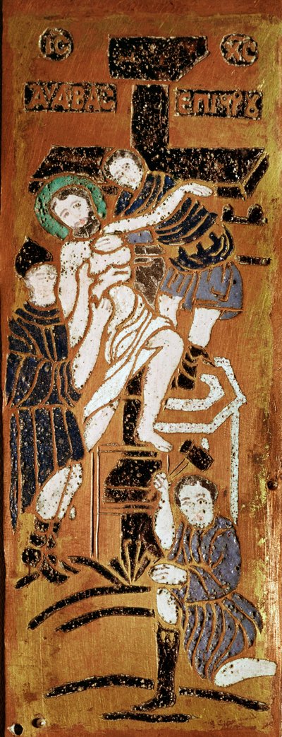 Ruské umění, ukřižování, smalt 16. století Madrid, Museo Lazaro Galdiano od School Russian