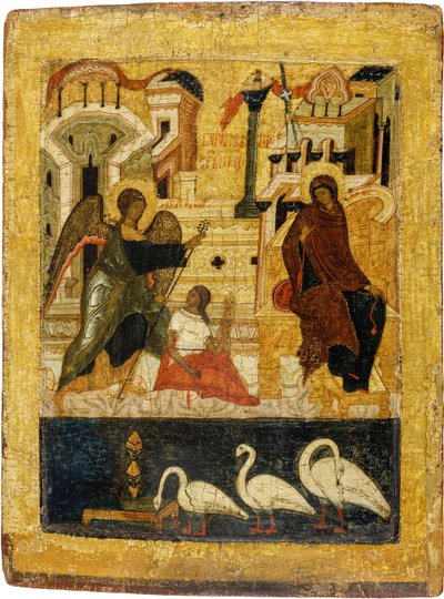 Ruská ikona: Zvěstování. Tempera na panelu, polovina 16. stol., Muzeum historie a umění, Suzdal od School Russian