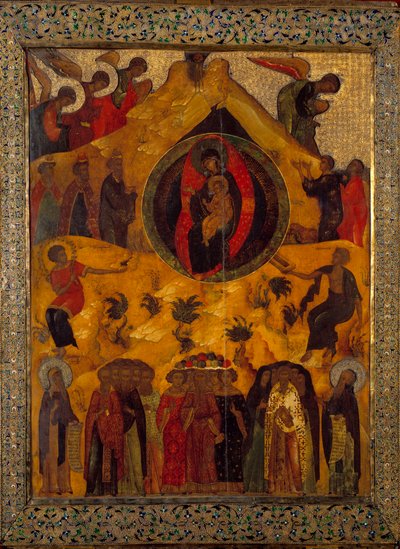 Shromáždění Panny Ruské ikony z roku 1560. Rusko, Monastere Solonsky od School Russian