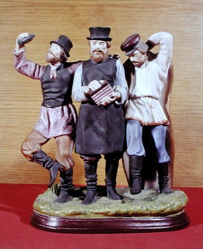 Tři opilí Moujikové, vyrobeno továrnou Gardner, Moskva, kolem 1860-70 (porcelán) od School Russian