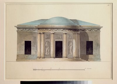 Koncertní sál. Dílo ruského mistra, akvarel na papíře, kolem roku 1826. Státní muzeum pod širým nebem Carkoje Selo, Petrohrad. od School Russian