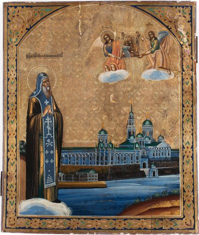 svatý Nil de Stolbensk (mort en 1554) - svatý Nilus jezera Seliger - ruská ikona od School Russian