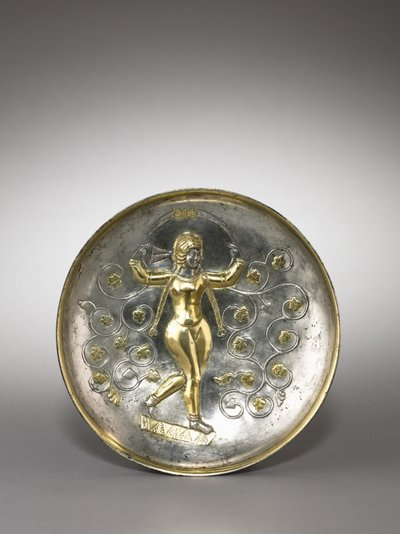 Miska: The Goddess Anahita, 400-600 (stříbrně zlacená) od School Sasanian