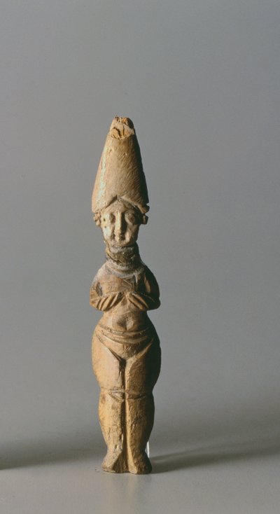 Figurka s vysokým kloboukem, ze Susa, Írán, 4.-6. století našeho letopočtu (kost) od School Sasanian