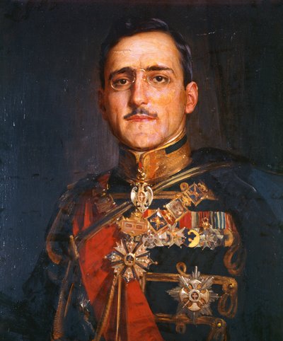 Jugoslávský král Alexandr I. (olej na plátně) od School Serbian