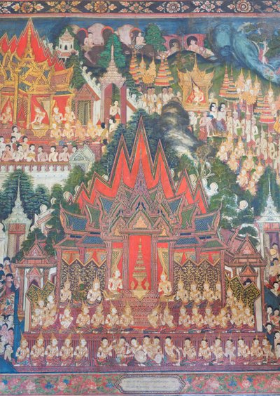 Nástěnné malby v kapli Buddhaisawan, palác Wang Na od School Thai