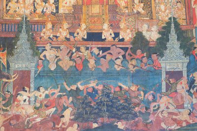 Nástěnné malby v kapli Buddhaisawan, palác Wang Na od School Thai