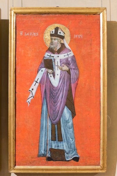 Pyhä Erasmus, venetsialainen bysanttilainen taidemaalari, 4. vuosisadan ensimmäinen puolisko (öljy paneelille) od School Veneto Byzantine