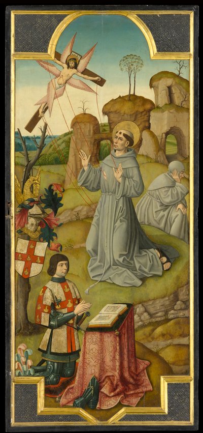 Svatý František přijímající stigmata; (verso) Kristus v zahradě Getsemanské, kolem roku 1470 (olej na desce) od School of Amiens