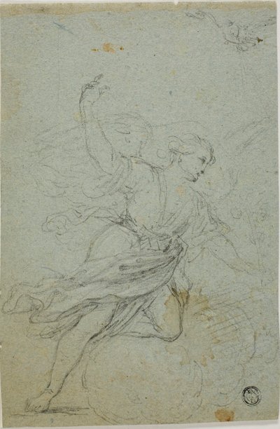 Anděl zvěstuje (recto); Samson a lev (verso) od School of Guido Reni