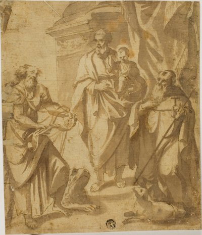 Svatý Josef a Ježíšek, se svatými Markem a Antonínem od School of Guido Reni