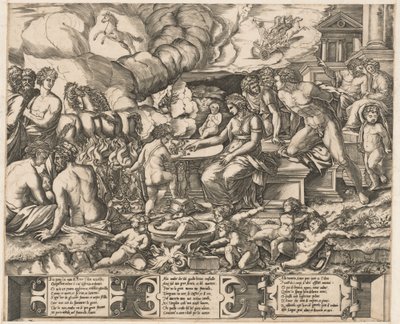 Alegorie lásky od School of Marcantonio Raimondi, after Baccio Bandinelli