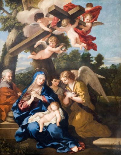 Svatá rodina s anděly, 1700. od School of Pietro Cortona