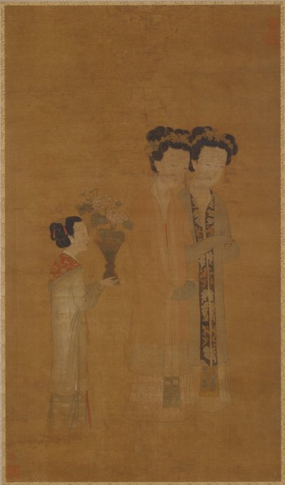 Dvorní dámy a sluha, dynastie Ming, 16. století. od School of Tang Yin