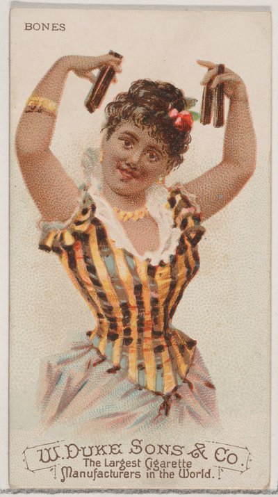 Bones, ze série hudebních nástrojů N82 pro cigarety značky Duke, 1888., 1888. od Schumacher and Ettlinger