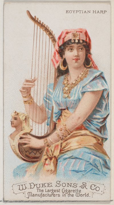 Egyptská harfa, ze série hudebních nástrojů N82 pro cigarety značky Duke, 1888., 1888. od Schumacher and Ettlinger