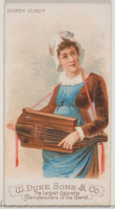 Hurdy Gurdy, ze série hudebních nástrojů N82 pro cigarety značky Duke, 1888., 1888. od Schumacher and Ettlinger