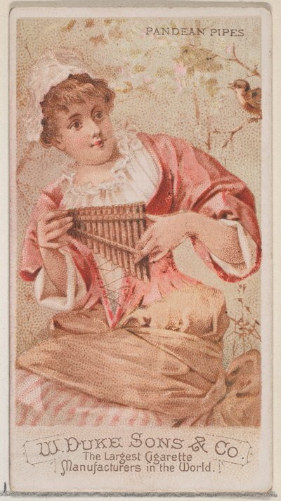 Pandean Pipes, ze série hudebních nástrojů N82 pro cigarety značky Duke, 1888., 1888. od Schumacher and Ettlinger