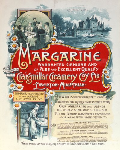 Reklama na margarín vyráběný Craigmillar Creamery od Scottish School