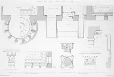 Vnější a vnitřní detaily Holmwood, Glasgow (rytina) od Scottish School