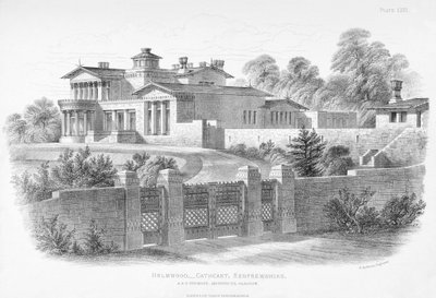 Vnější pohled na Holmwood, Glasgow (rytina) od Scottish School