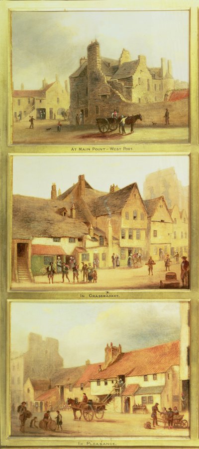 Main Point West Port, Grassmarket a Pleasance, detail z Edinburghu: Devět pohledů na staré město od Scottish School