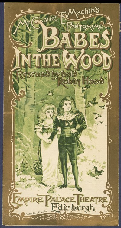 Obálka programu představení Babes in the Wood v divadle Empire Palace v Edinburghu od Scottish School