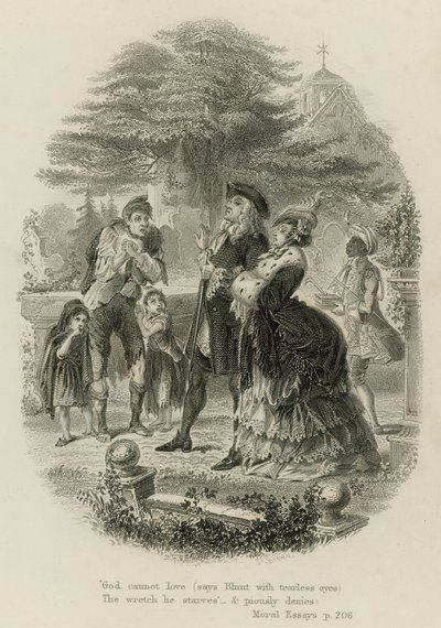 Scéna z morálních esejí, od Alexandra Popea (rytina) od Scottish School