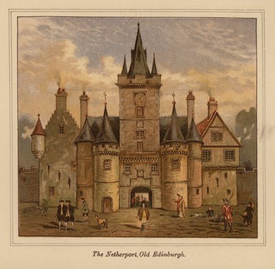 The Netherport, Old Edinburgh (barevná litografie) od Scottish School