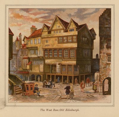 The West Bow, Old Edinburgh (barevná litografie) od Scottish School