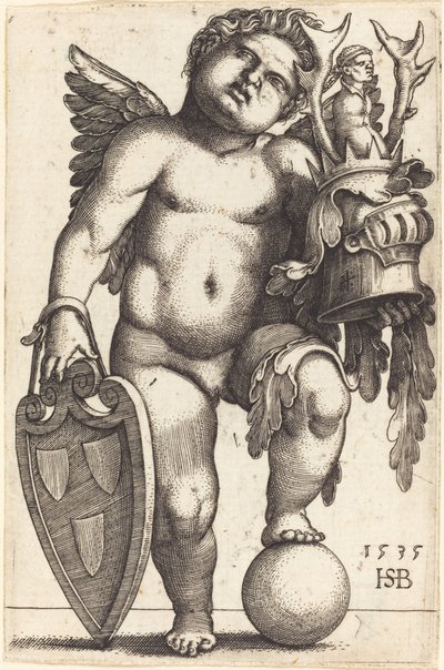 Ženský génius držící erb od Sebald Beham