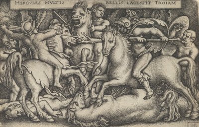 Herkules bojující proti Trojanům, z The Labors of Hercules, 1545. od Sebald Beham