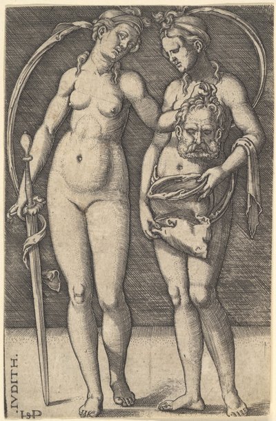 Judith stojící vpravo a držící hlavu Holoferna v pravé ruce a..., ca. 1520-30. od Sebald Beham