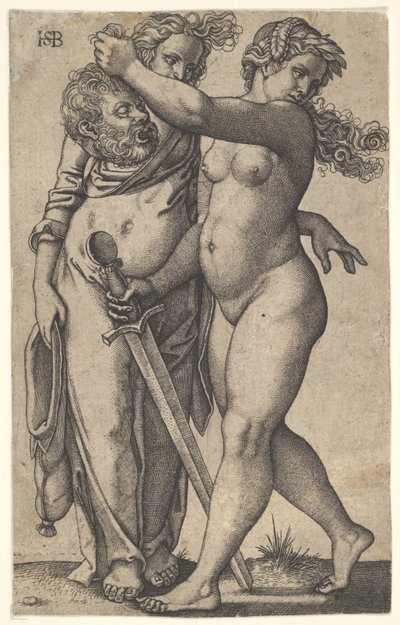 Judita kráčející doleva s hlavou Holoferna v pravé ruce a přísahou..., ca. 1530-50. od Sebald Beham